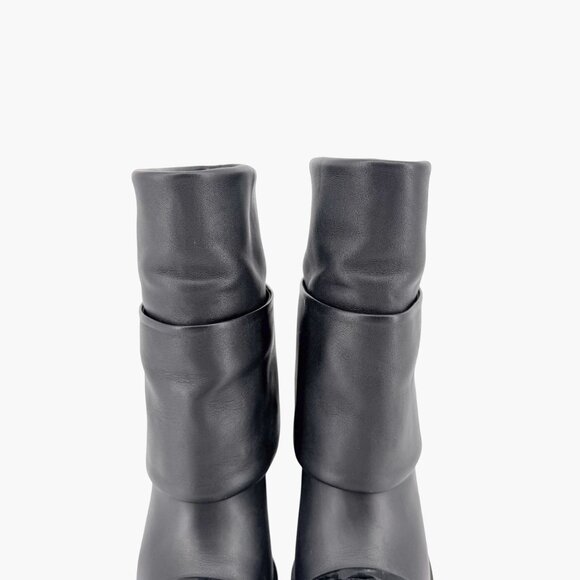 CHANEL Black Ankle Boots with Patent Toe - Picture 5 of 15
